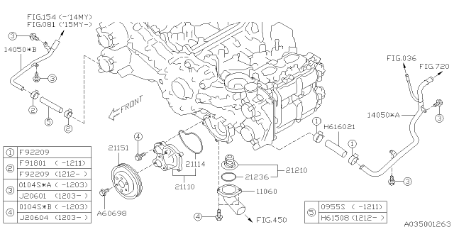 2012 Subaru Impreza Pipe Complete Water Diagram for 14050AA820