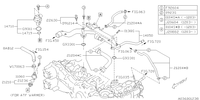 2012 Subaru Impreza Pipe Complete-Water Diagram for 14050AA781