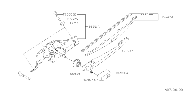 2012 Subaru Impreza Cover Rear WIPER Arm Diagram for 86538AG070