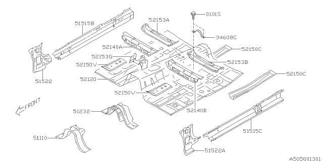 2013 Subaru Impreza Side SILL In Front Complete RH Diagram for 51159FJ0009P