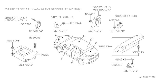 2014 Subaru Impreza Sensor Assembly Front Sub Diagram for 98231SG000
