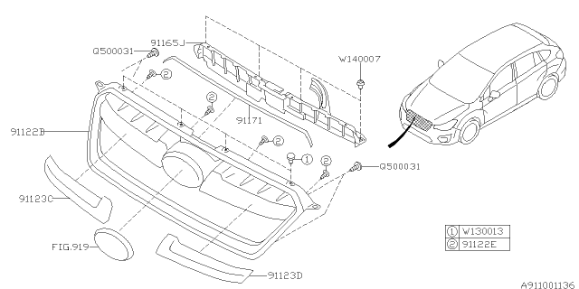 2014 Subaru Impreza Front Grille Diagram 1