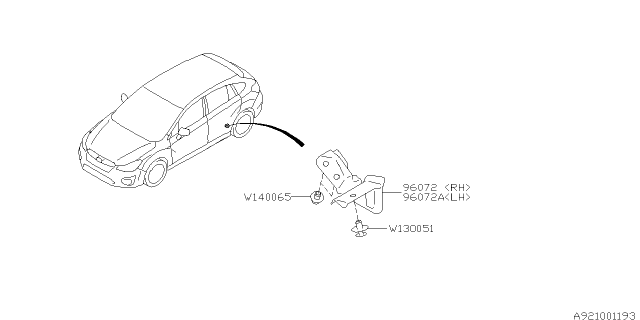 2016 Subaru Impreza Plate Air Flap Rear LH Diagram for 96072FJ010