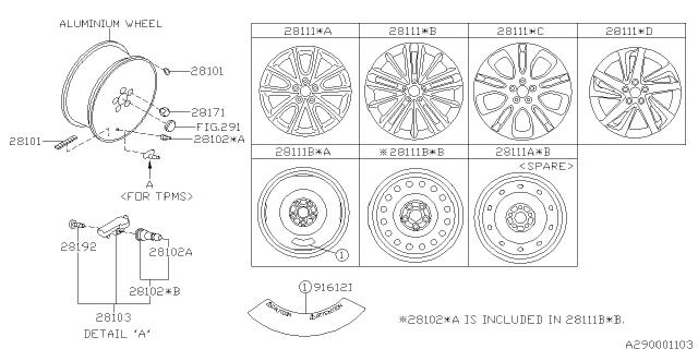 2015 Subaru Impreza Spare Disc Wheel Diagram for 28151FJ031