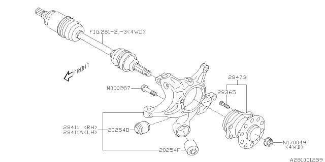 2012 Subaru Impreza Rear Wheel Hub Bearing Assembly Diagram for 28473FJ000