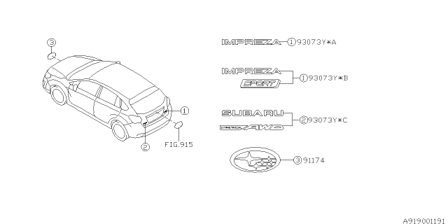 2016 Subaru Impreza Letter Mark Diagram