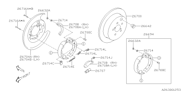 2013 Subaru Impreza Brake Shoe Repair Kit Diagram for 26694FJ000