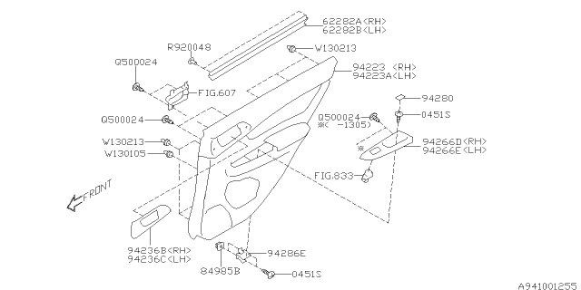 2013 Subaru Impreza Trim Sub Assembly Door Rear RH Diagram for 94222FJ101WJ