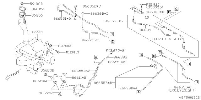 2016 Subaru Impreza Front Washer Reservoir Diagram for 86631FJ420