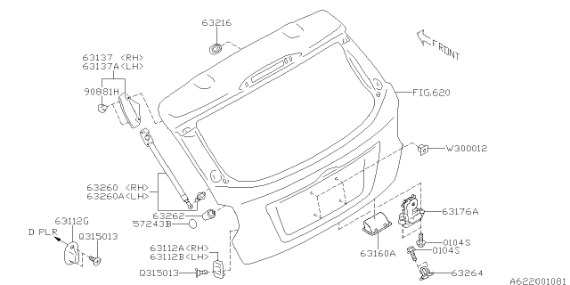 2013 Subaru Impreza Rear Gate Stay Assembly, Left Diagram for 63269FJ010