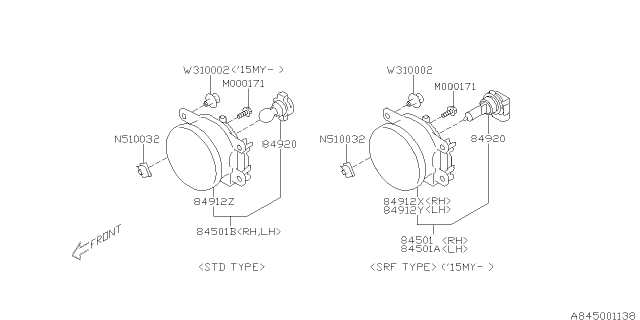 2014 Subaru Impreza Lamp - Fog Diagram 1