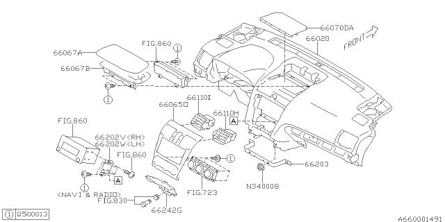 2012 Subaru Impreza Instrument Panel Diagram 1