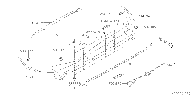 2015 Subaru Impreza Wagon Cowl Panel Diagram