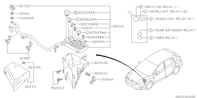 2013 Subaru Impreza Fuse Box Cover Upper Diagram for 82243FJ020