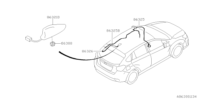 2016 Subaru Impreza Antenna Assembly Diagram for 86321FJ200EN