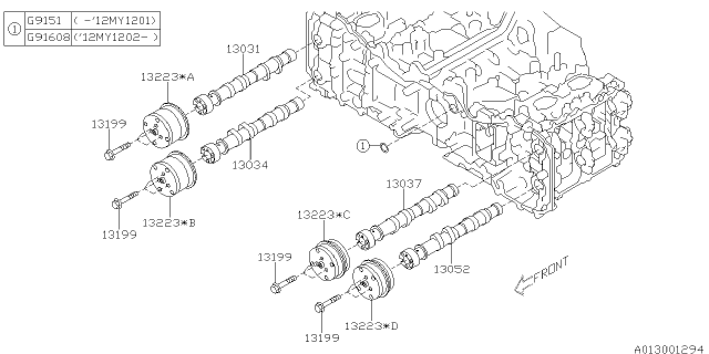 2012 Subaru Impreza SPROCKET Assembly CAMSHAFT Intake RH Diagram for 13320AA020