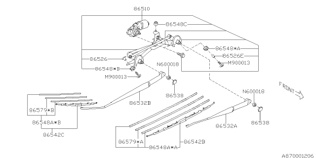 2015 Subaru Impreza Wagon Wiper - Windshilde Diagram 2
