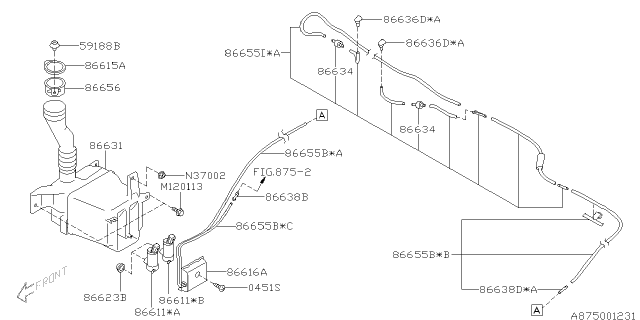 2012 Subaru Impreza Front Washer Reservoir Diagram for 86631FJ080