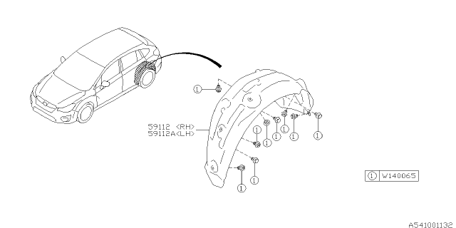 2015 Subaru Impreza Mud Guard Rear RH Diagram for 59122FJ001