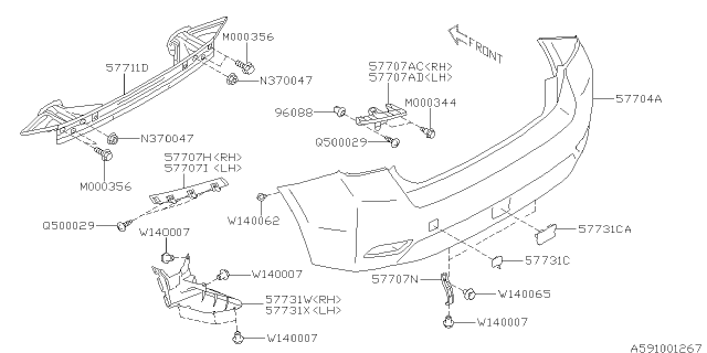 2015 Subaru Impreza Beam Complete Rear Us Diagram for 57711FJ0319P