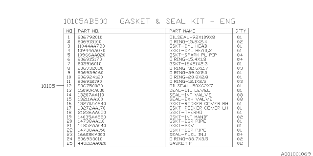 2015 Subaru Impreza Engine Assembly Diagram 6