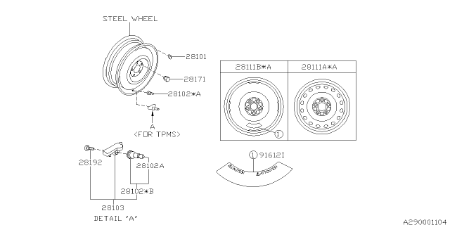 2014 Subaru Impreza Steel Disc Wheel Diagram for 28111FJ000