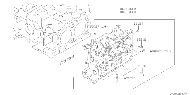 2012 Subaru Impreza Cylinder Head Assembly Left Diagram for 11063AB641