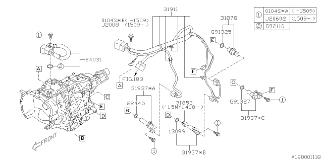 2012 Subaru Impreza Harness Assembly INHB Diagram for 31911AA040