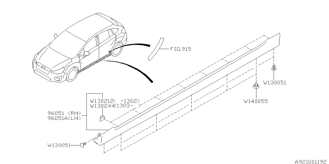 2015 Subaru Impreza Spoiler Assembly Side RH Diagram for 96051FJ000W6