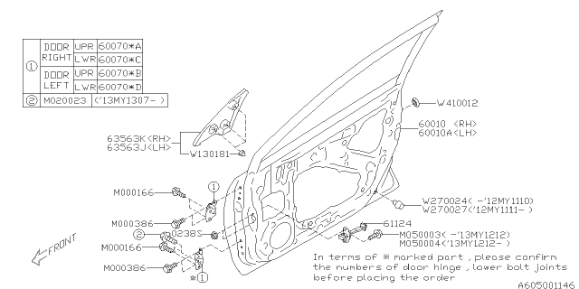 2014 Subaru Impreza Front Door Panel & Rear Or Slide Door Panel Diagram 1