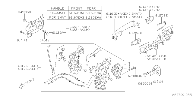 2016 Subaru Impreza Cover Handle Front Outer Drive Diagram for 61134FJ000E8