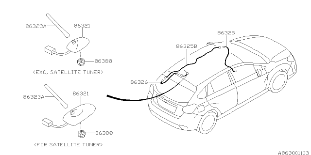2016 Subaru Impreza Audio Parts - Antenna Diagram 1