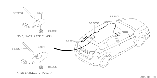 2014 Subaru Impreza Audio Parts - Antenna Diagram