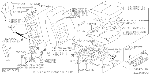 2016 Subaru Impreza Cushion Assembly OCPANTRH Diagram for 64139FJ014WJ