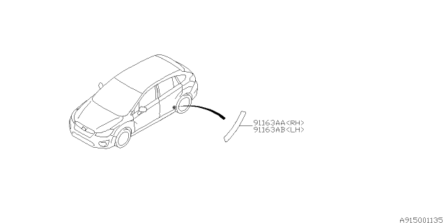 2014 Subaru Impreza Protector Rear RH Diagram for 91163FJ000