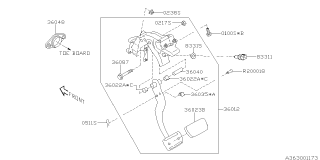 2012 Subaru Impreza Pedal Assembly Brake Lan Diagram for 36012FJ020