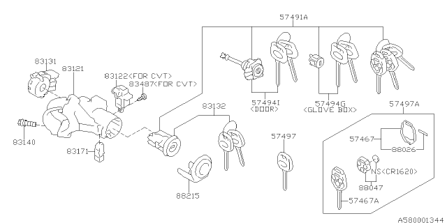 2014 Subaru Impreza Key Kit & Key Lock Diagram 4