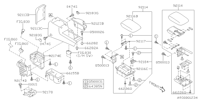 2016 Subaru Impreza Console Box Diagram 1