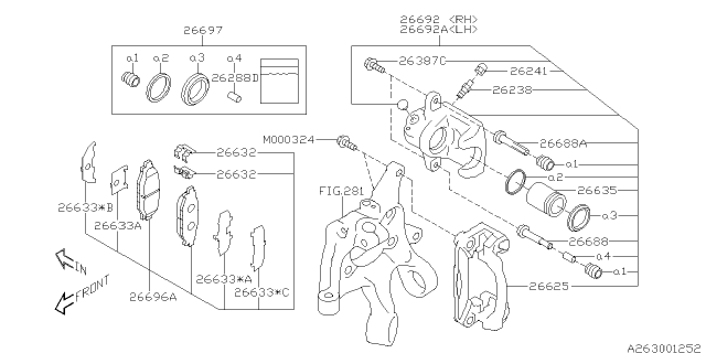 2013 Subaru Impreza Disk Brake Kit Rear RH Diagram for 26692FJ000