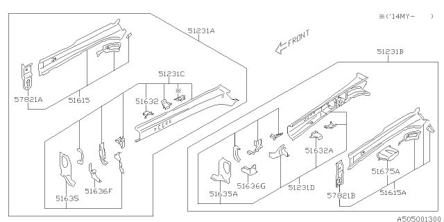 2014 Subaru Impreza Body Panel Diagram 5