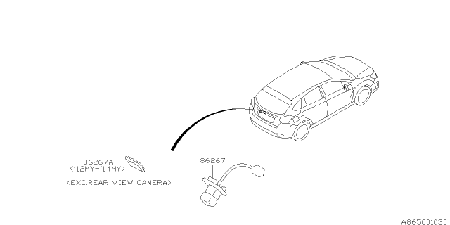 2016 Subaru Impreza Camera Assembly Rear View Diagram for 86267FJ500