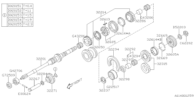 2015 Subaru Impreza Main Shaft Diagram