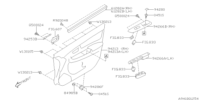 2013 Subaru Impreza Trim Sub Assembly Door Front LH Diagram for 94212FJ070VH