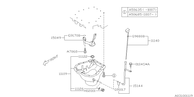 2012 Subaru Forester Guide Assembly Oil Level Diagram for 15144AA100