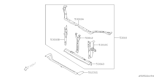 2013 Subaru Forester Radiator Support Side Panel, Right Diagram for 53029SC0109P