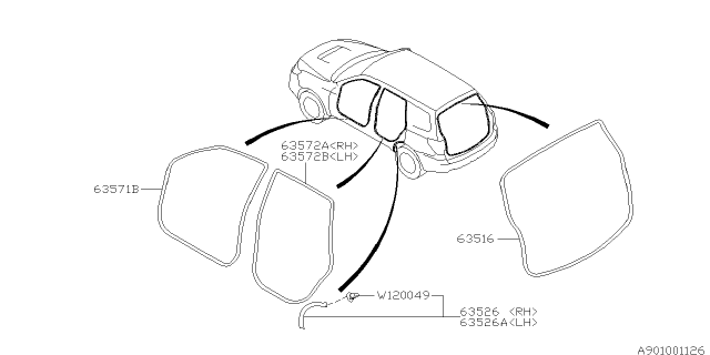 2013 Subaru Forester Weather Strip Diagram 1