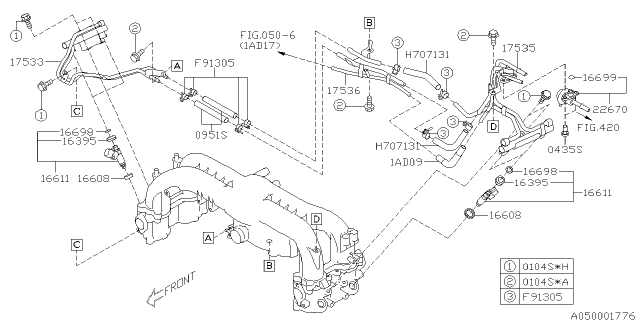 2012 Subaru Forester INJECTOR Sub Assembly Diagram for 16611AA820