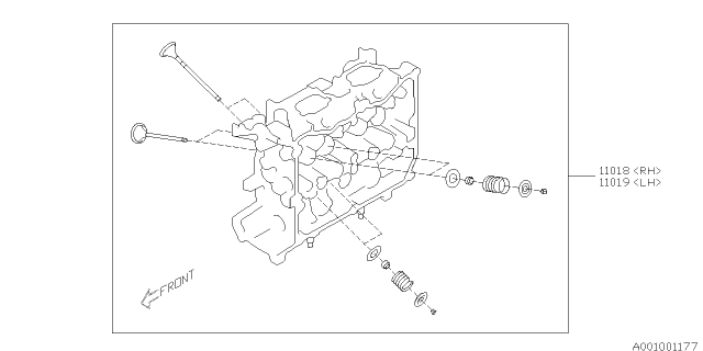 2013 Subaru Forester Head & Valve Set Cylinder Diagram for 11018AA050