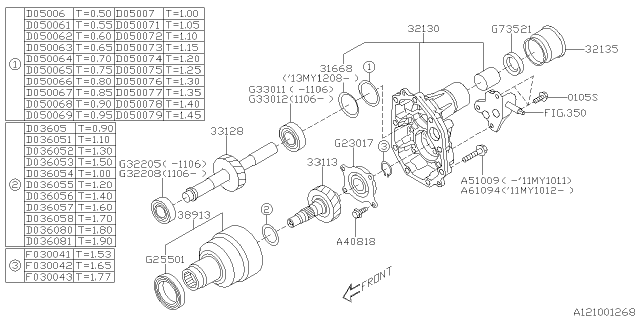 2012 Subaru Forester Manual Transmission Transfer & Extension Diagram 1