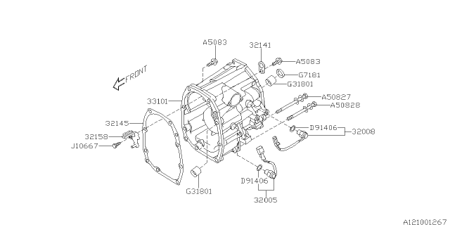 2009 Subaru Forester Manual Transmission Transfer & Extension Diagram 2